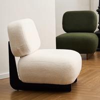 Fauteuil simple en sherpa, structure en bois d'hévéa, style moderne crème, pour salon et balcon, vente en gros, livraison directe