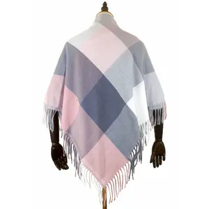 New arrival long tassels 100cm cotton blended plaid coloured square checked scarf