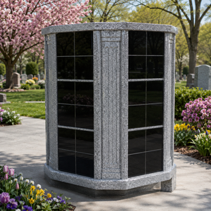 Columbario de 72 nichos con puertas negras, cuerpo principal, lápidas, monumentos y esculturas de granito - Product Image 6