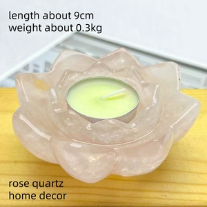Vendita calda naturale di pietre preziose prodotto di cristallo curativo artigianale quarzo rosa candelabro di loto per la decorazione domestica - Product Image 4