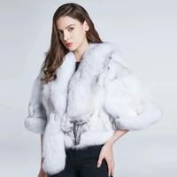 Manteau décontracté en fourrure de renard pour femme, automne-hiver, col en véritable fourrure de queue de renard, design tendance, chaud, style bureau pour femme