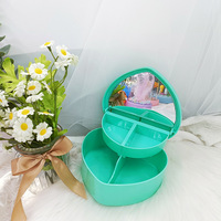Boîte à bijoux de voyage portable en gros personnalisée, miroir, double couche, étanche, collier, boucles d'oreilles, boîte de rangement pour cadeaux
