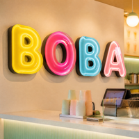 Lettres en acrylique 3D LED personnalisées style gelée, logo brillant et coloré pour enseigne de magasin, café, boutique, image de marque commerciale, OEM