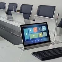 Système de conférence sans papier avec élévateur de moniteur de bureau caché, écran tactile, élévateur de moniteur LCD de bureau avec microphone intégré