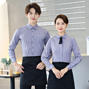 Bán buôn phục vụ khách sạn nhà hàng quán rượu quán rượu cafe máy chủ tiếp nhận làm việc đồng phục nam nữ bồi bàn phục vụ bàn dài tay áo sơ mi - Product Image 2