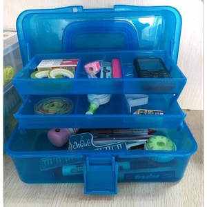 Plastic <b>Storage</b> <b>Box</b> Three Layer With Compartments For Toys Organizer Rectangle <b>Blue</b> And Purple Standing Type - Product Image 4
