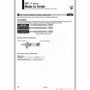 Vérin de serrage CKP1A63-200YAZ SMC Pneumatics - Product Image 1