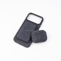 Portefeuille en cuir véritable avec matériau Alcantara personnalisé, porte-cartes magnétique robuste pour iPhone 18 17 16 Pro Max