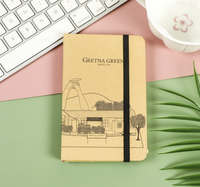 Carnet de notes A5 personnalisé avec logo, couverture rigide en papier kraft recyclable, imprimé, avec bande élastique pour étudiants