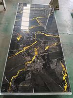 Nuevo Diseño, Lámina de Mármol UV con Líneas Doradas, Decoración de Pared, Revestimiento de PVC, Revestimiento de Carbono, Piedra Artificial, Panel de Pared de Plástico UV