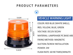 Luces de Baliza Intermitentes LED con Alarma, Cable Enrollado Magnético de 16', Material de PC/ABS, Alimentación Externa para Vehículos y Camiones - Product Image 5