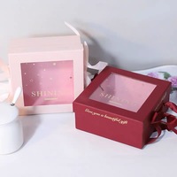 Boîte cadeau rigide haut de gamme transparente avec fenêtre, en matériaux recyclés, couvercle personnalisable, pour anniversaire