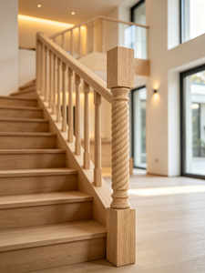 Rampe d'escalier moderne en bois de peuplier écologique, main courante murale au design torsadé pour balustrades d'escalier, marque EFS, garantie 1 an - Product Image 6
