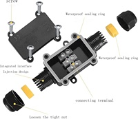 Boîtier de jonction étanche IP68 noir FSH711 pour extérieur, 2 voies, 5-15 mm, pour éclairage paysager et connexion de circuits électriques
