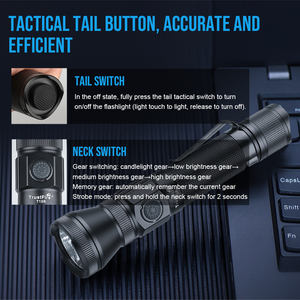 Lampe torche tactique TrustFire T15R 2350LM, longue portée 300M, ultra-lumineuse, étanche IP68, lampe LED pour la <span class=keywords><strong>chasse</strong></span> en plein air, la sécurité - Product Image 2