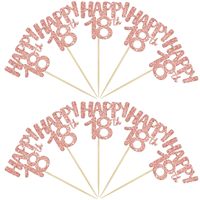 24 Stück Happy 18th Cupcake-Topper, Roségold, 18. Geburtstag Cupcake-Dekorationen für 18. Geburtstagsparty, Kuchendekorationen