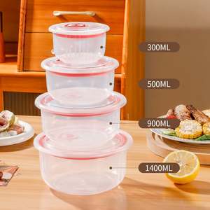 Ensemble de bols en plastique transparents de petite, moyenne et grande taille, boîte de conservation pratique pour le stockage des aliments dans la cuisine - Product Image 2