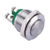 ELEWIND Bouton-poussoir électronique momentané (1NO) en acier inoxydable nickelé, laiton, IP65 IK08 36VDC 2A CE ROHS