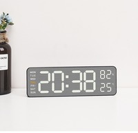 Huayang ABS Gebürstete Art Deco Quarz Digitalwanduhr mit Vollanzeige Einstellbare Helligkeit Modernes Design für Arbeitszimmer