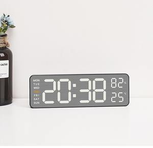 นาฬิกาแขวนผนัง LED แบบขัดเงา Huayang แสดงผลเต็มรูปแบบ แสดงเวลา วันที่ อุณหภูมิ พร้อมปรับความสว่างได้ นาฬิกาดิจิตอลทันสมัย - Product Image 6
