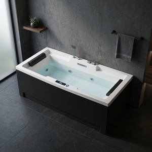Bañera de Hidromasaje Rectangular Negra Zara, Moderna, para Interiores, con Control Digital, Grifo de Acrílico Incluido, para Adultos - Product Image 2