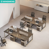 Bureaux de bureau modernes pour 4 à 6 personnes, mobilier de bureau pour employés avec armoires, bureaux informatiques ouverts, bureaux pour employés