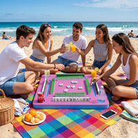 Tapis de jeu de mahjong octogonal MeldVerse de luxe rose floral en EVA pour 4 joueurs, pliable, écologique, insonorisant, style américain