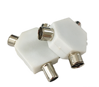 Connecteur plat à trois voies en ABS et métal, un port mâle se connecte à deux ports femelles, adaptateur TV 9,5 mm mâle vers double femelle