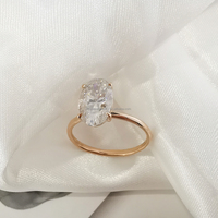 Offre Spéciale Bague de Fiançailles et de Mariage en Or Massif 14 carats avec Moissanite Ovale 3 carats D/VVS, Monture à Griffes, Bijoux Fins