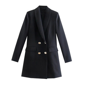 <span class=keywords><strong>Estate</strong></span> e <span class=keywords><strong>autunno</strong></span> nuove tasche da donna a quattro colori con lungo doppio petto da donna Blazer Za - Product Image 4