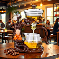 Théière en verre borosilicate résistant à la chaleur CHAPLIN avec poignée, infuseur à thé automatique Bouddha pour la maison, 350 ml, couvercle magnétique écologique