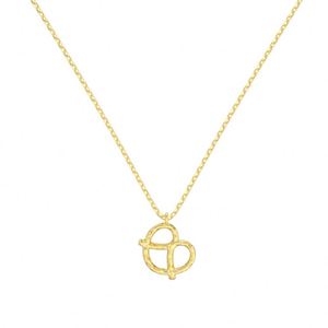 Dylam High <b>Top</b> Jewelry Manufacturer 925 <b>Silver</b> 14K Gold Plated Link <b>Chain</b> Pretzel Bread Pendant Necklace for Women Daily Wear - Product Image 1