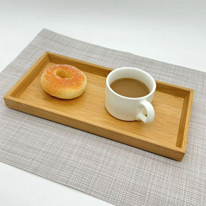 Bandeja de servir de bambú 28.5x14x2.5 cm de madera maciza para té, café, pan, repostería y uso en repostería. - Product Image 2
