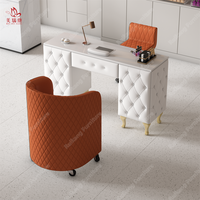 Weißer Luxus moderner Nagel tisch Holz Mesas De Beauty Salon Nagel tisch Profession eller Maniküre tisch Stuhl Set zum Verkauf