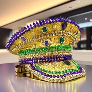 Sequined kim cương lễ hội Mũ Rhinestone Đội trưởng mũ cho Mardi Gras New orleans đốt người đàn ông lễ hội Giáng sinh phục sinh cưỡi mũ - Product Image 2