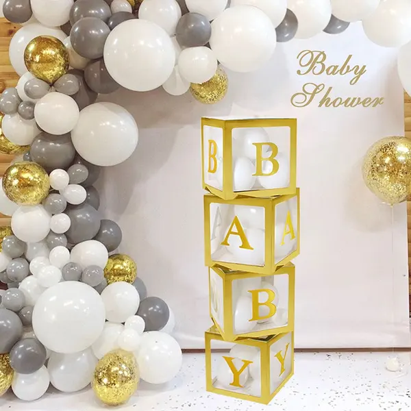 Decoration Kids Babyshower Balloon Box Transparent Baby Shower Wedding 1st Birthday Party Boy Girl 1PCS White 1pcs/opp Bag WS