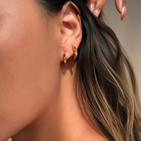 NOUVEAU VINTAGE C HOOP ICED ZIRCON CORAL TINY OVAL EYE BOUCLES D'OREILLES Dazan INS Plaqué or 18 carats Bijoux en acier inoxydable hypoallergénique