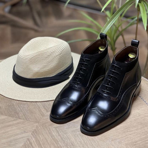 Mocassins décontractés pour hommes en cuir véritable, à bout carré, avec lacets, brogues montantes, antidérapants, respirants et légers. - Product Image 4