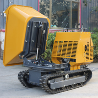 Mini-dumper sur chenilles de 1,2 tonne avec rotation hydraulique, benne de 594 L, dumper à chenilles à essence pour chantiers de construction