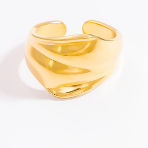 Fashion <b>Rings</b> Women's Geometric Irregular Open Design 18k Gold Plated Stainless Steel Jewelry Gift Occasion - Product Image 5