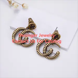 High Quality Fashion Luxury GG Brand Designer Charm Jewelry With Diamond 18k Gold-Plated Ring Bracelet Necklace Earrings