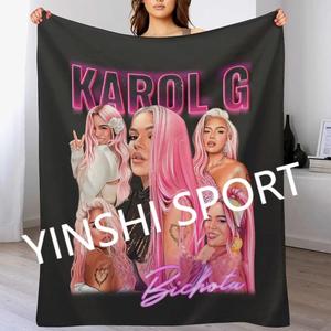 YINSH <span class=keywords><strong>Karol</strong></span> <span class=keywords><strong>G</strong></span> Bichota Peso Pluma Qlona personalizado al por mayor más nuevo sublimación polar viaje manta impresa manta de franela - Product Image 5