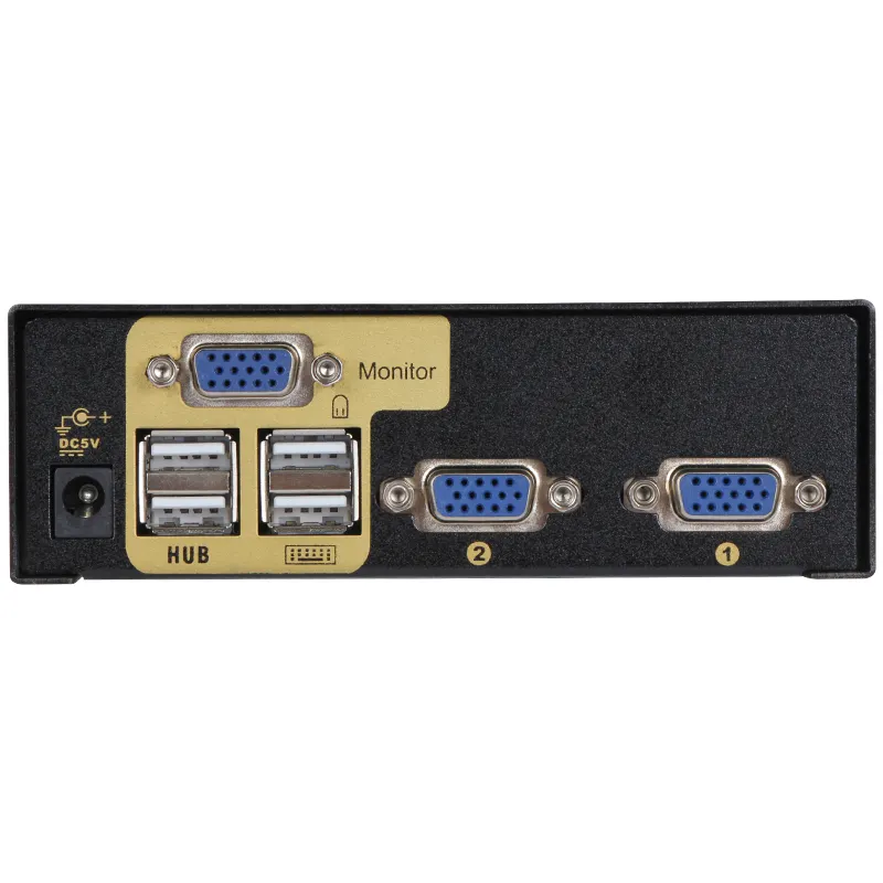 USB KVM Switch 1080P FHD mit ausreichender Langlebigkeit und Robustheit 2 in 1 Out VGA Splitter Box für Tastatur-Maus-Monitor
