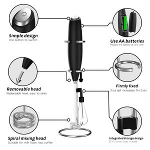Powerful Milk Frother Handheld Foam <b>Maker</b> Lattes Automatic Whisk Drink Mixer for Coffee Battery Operated - Product Image 3