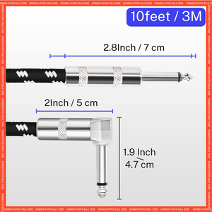 Conector de 10 pies, 6,35 Mm, Audio profesional, instrumento Musical, conectores de <span class=keywords><strong>Cable</strong></span> <span class=keywords><strong>Jack</strong></span> para guitarra eléctrica - Product Image 3