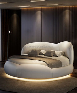 Modern Tasarımcı Krem Rengi Romantik Yumuşak Yatak King Size Çift Kişilik Depolama Alanlı Kontrplak Panel Çam Ahşap Döşemeli Başlık Yatak Odası Otel - Product Image 4
