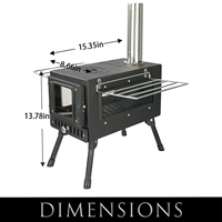 Poêle de tente pliable en acier au carbone avec triple vitrage pour une vue sur les flammes, idéal pour le camping, la cuisson et le chauffage en extérieur