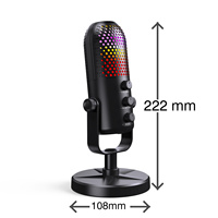 Microphone à condensateur sans fil USB Type-C SU1PRO RGB pour gaming avec réduction de bruit 5.3 et bouton de sourdine pour PC, streaming et enregistrement