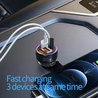 Chargeur de voiture 90W 3 ports PD 30W Type C QC3.0 USB 3 en 1 Super rapide avec port allume-cigare