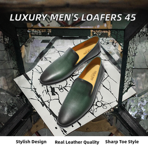 Mocassins pour hommes à bout pointu, en cuir noir et vert, pour l'été et l'automne, style décontracté, mode, vente chaude, pour mariage, bureau et carrière - Product Image 2